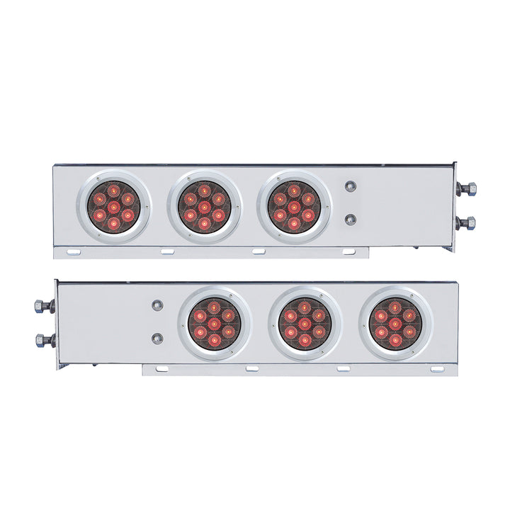 2-1/2" Bolt Pattern Spring Loaded Rear Bar With 6X Competition Series 7 Red LED 4" Light - Clear Lens (Pair)