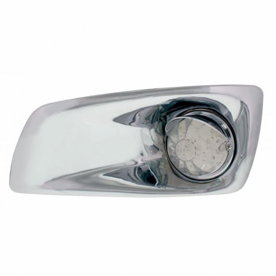 Fog Light Cover With 17 Amber LED Watermelon Light &amp; Visor For 2007-17 KW T660 - Driver - Clear Lens