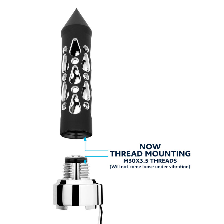 Thread-On Brooklyn Style Spike Gearshift Knob With LED 9/10 Speed Adapter - Matte Black/Amber LED