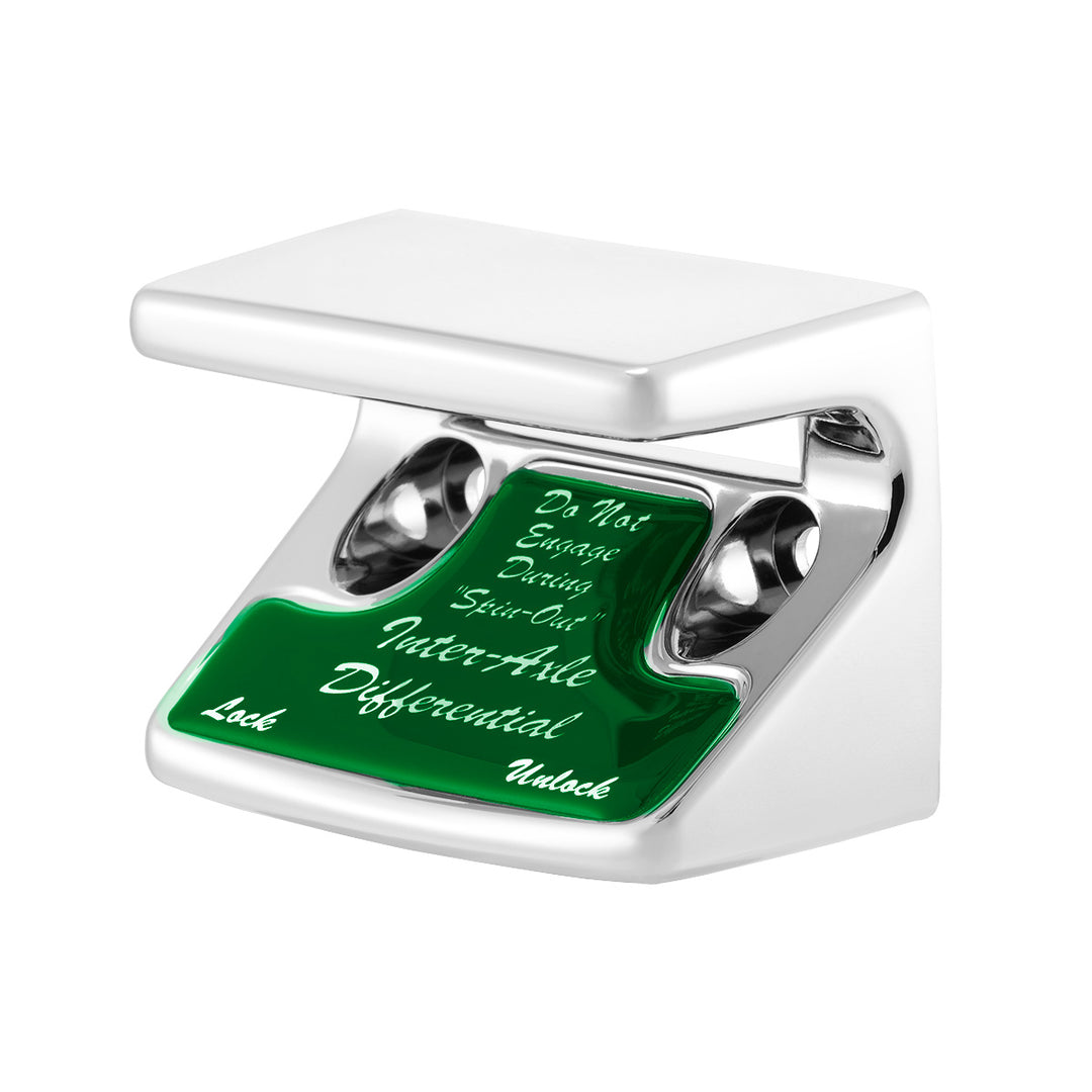 Chrome Plastic Axle/Differential Switch Guard With Glossy Sticker For 1990-2010 Freightliner Classic - Green