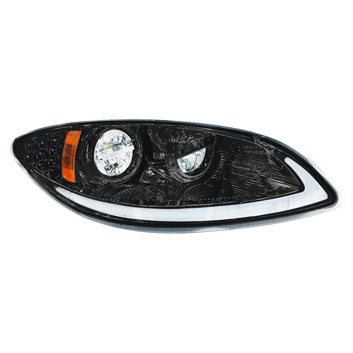 Blackout LED Headlight With LED Light Bar &amp; Turn Signal For 2006-2017 International Prostar - Passenger