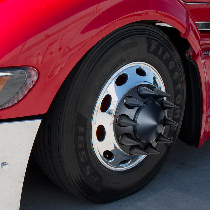 Pointed Axle Cover Combo Kit With 33mm Spike Thread-On Nut Covers &amp; Nut Cover Tool - Matte Black