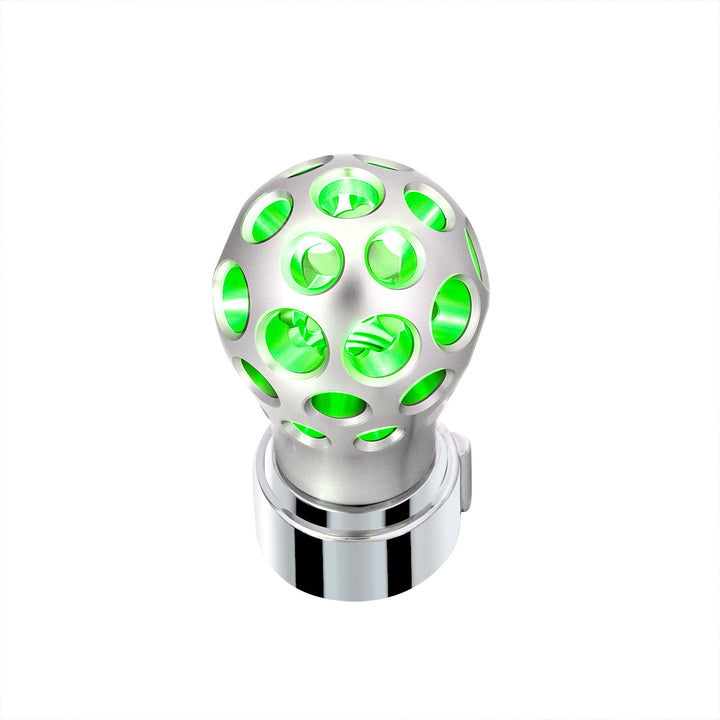Thread-On Annodized Phoenix Style Ball Gearshift Knob With LED 9/10 Speed Adapter - Green LED