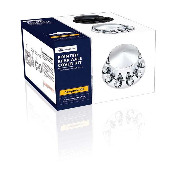 Pointed Rear Axle Cover With 33mm Standard Thread-On Nut Covers - Chrome