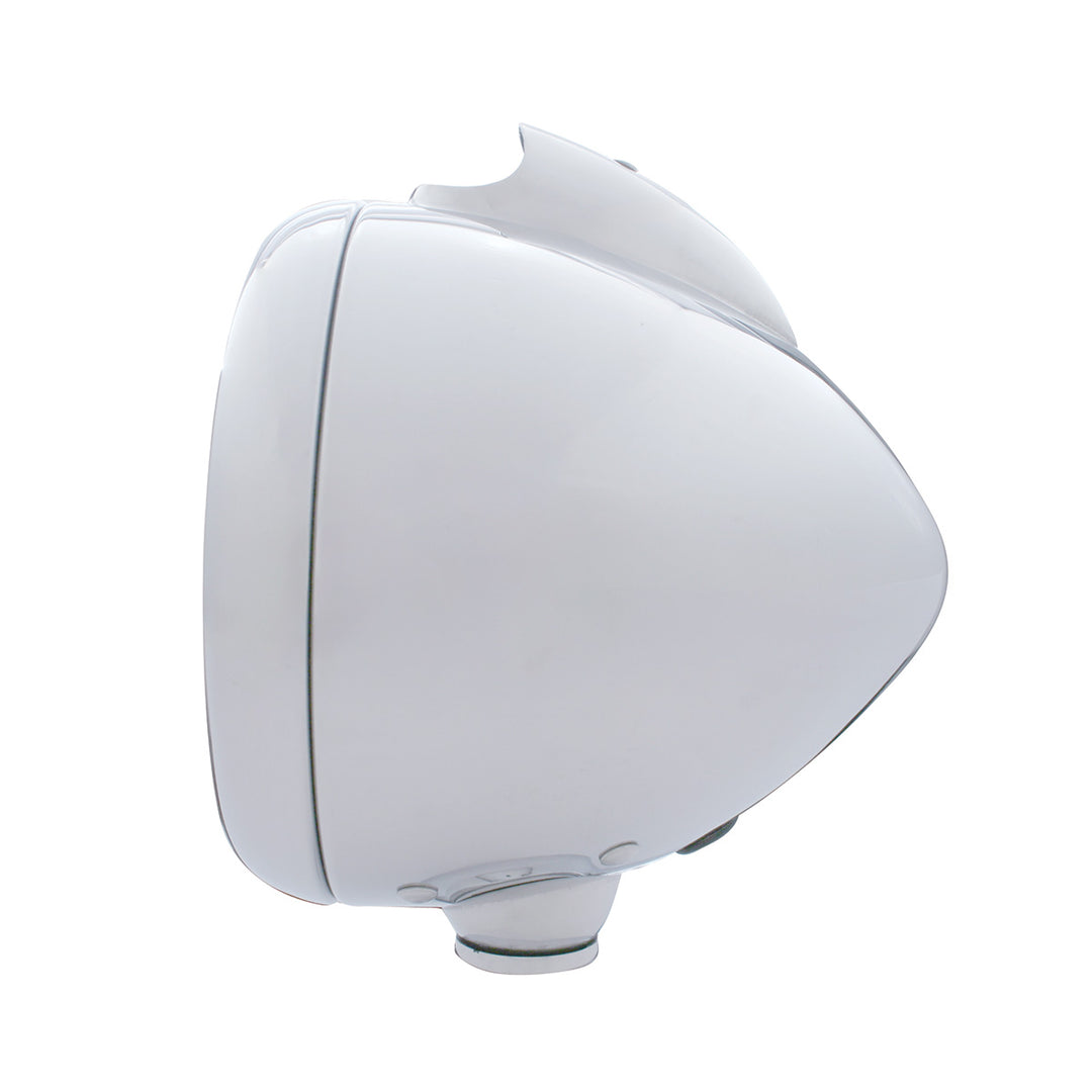 Stainless Steel Guide 682-C Headlight H4 With White LED &amp; Dual Mode LED Signal - Amber Lens