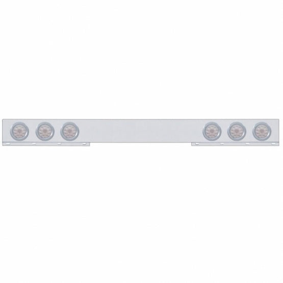 Stainless 1 Piece Rear Light Bar With 6 x 10 LED 4" Lights &amp; Bezels - Red LED/Clear Lens