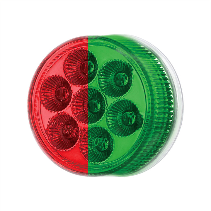 7 LED 2" Round Double Fury Light (Clearance/Marker) - Red &amp; Green LED/Clear Lens