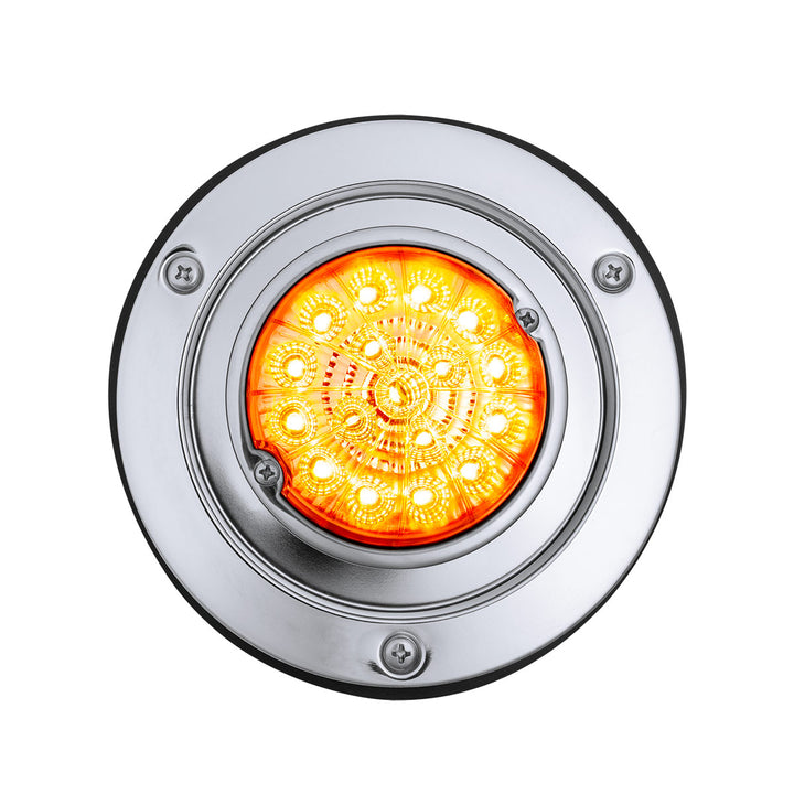 17 LED Dual Function Watermelon Reflector Sleeper Bunk Kit With 304 Stainless Steel Bezel - Amber LED/Amber Lens