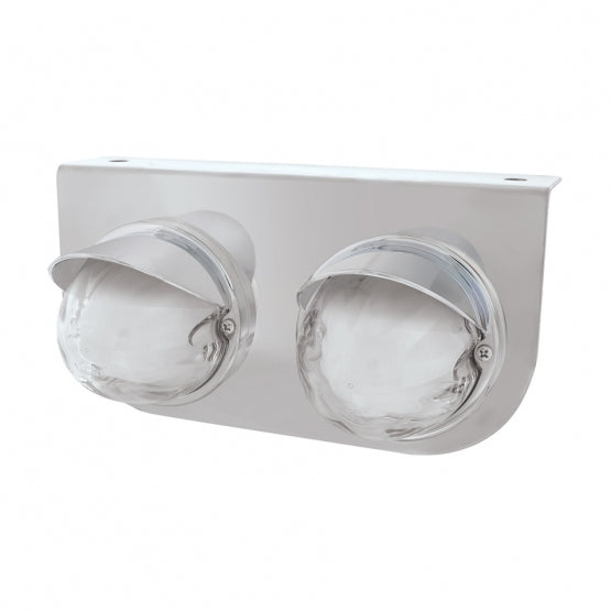 Stainless Steel Light Bracket With 2 x 9 LED Dual Function Watermelon GloLight &amp; Visors - Red LED/Clear Lens