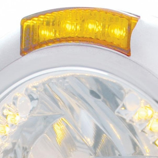 Chrome Classic Headlight H4 With 34 Amber LED &amp; LED Signal - Amber Lens