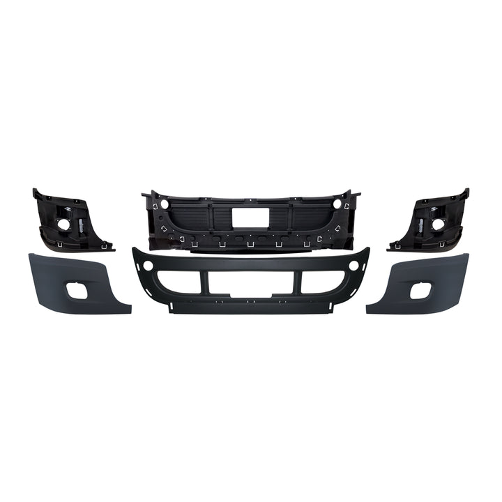 Complete 3 - Piece Front Bumper Set With Fog Light Hole For 2008-2017 Freightliner Cascadia