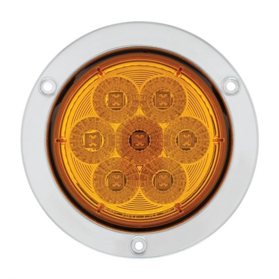 7 LED 4" Stainless Steel Flange Turn Signal Light - Amber LED/Amber Lens
