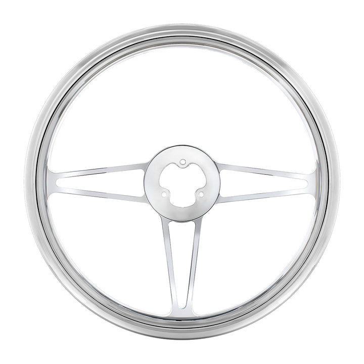 18" Chrome Aluminum "3 - Spoke" Style Steering Wheel