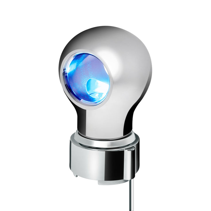 Thread-On Chrome Charlotte Style Gearshift Knob With LED 9/10 Speed Adapter - Blue LED