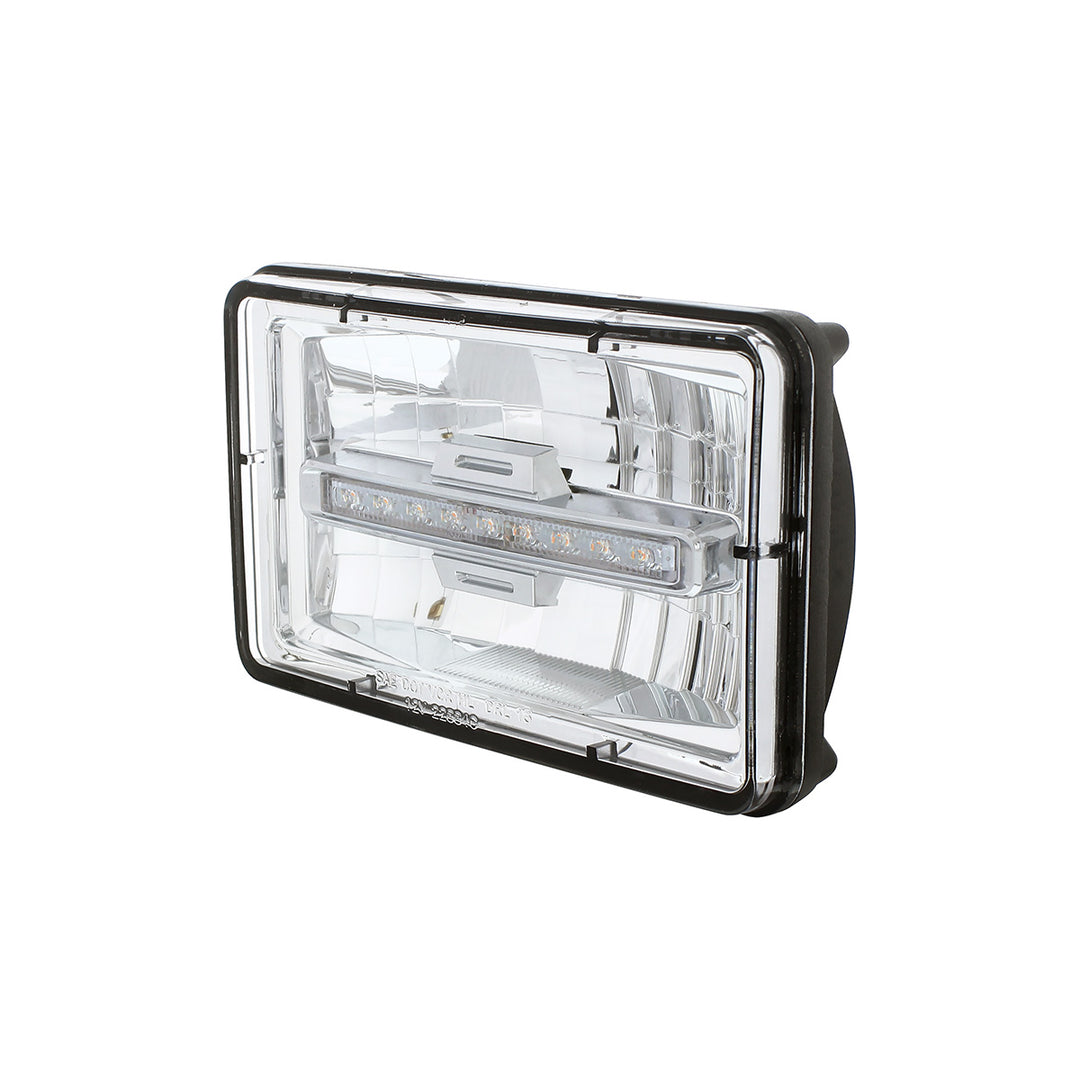 ULTRALIT - 4" x 6" Rectangular LED Headlight With Amber LED Position Light - High Beam