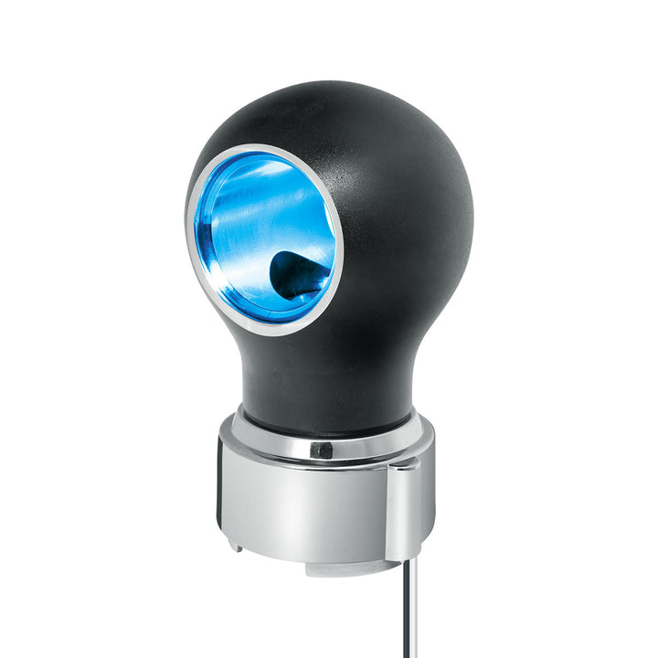 Thread-On Matte Black Charlotte Style Gearshift Knob With LED 9/10 Speed Adapter - Blue LED