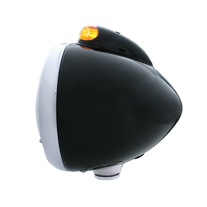 Black Guide 682-C Headlight H4 With White LED &amp; Dual Mode LED Signal - Amber Lens