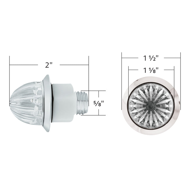 2 LED Dual Function 1-1/8" Watermelon Light (Clearance/Marker) - Amber LED/Clear Lens