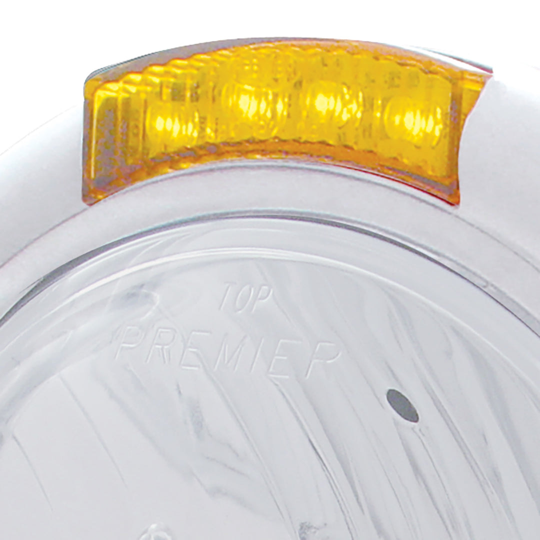 Chrome Classic Headlight Crystal H4 Bulb &amp; LED Turn Signal - Amber Lens