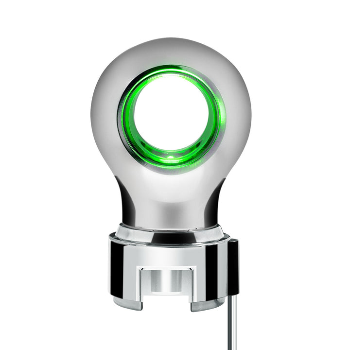 Thread-On Chrome Charlotte Style Gearshift Knob With LED 13/15/18 Speed Adapter - Green LED
