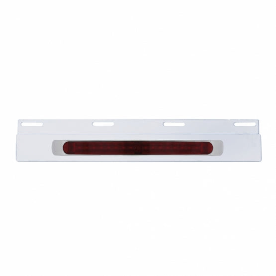 Stainless Top Mud Flap Plate With 19 LED 17" Light Bar &amp; Bezel - Red LED/Red Lens (Each)