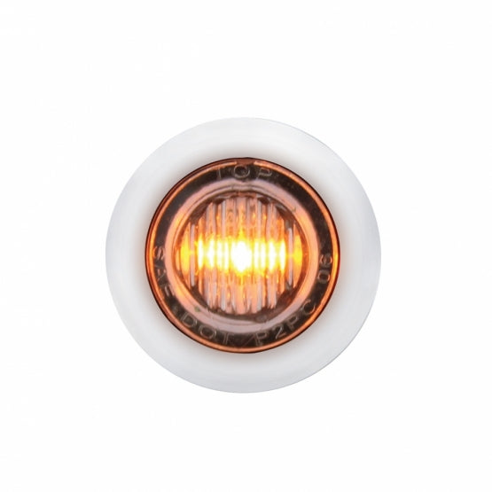 Stainless Steel Front Air Cleaner Brkt With 26 x 3 Amber LED Dual Function 3/4" Mini Lights &amp; Stainless Steel Bezels For Peterbilt - Clear Lens