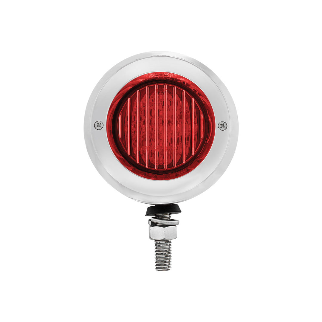 Stainless 2-1/2" Double Face Light With LED Lights &amp; Bezels - Amber &amp; Red LED/Amber &amp; Red Lens