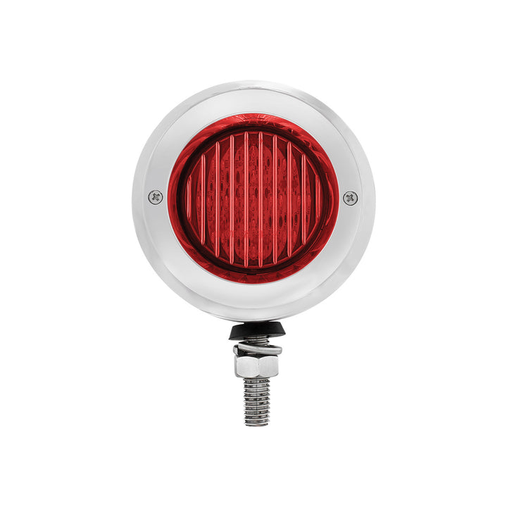 Stainless 2-1/2" Double Face Light With LED Lights &amp; Bezels - Amber &amp; Red LED/Amber &amp; Red Lens