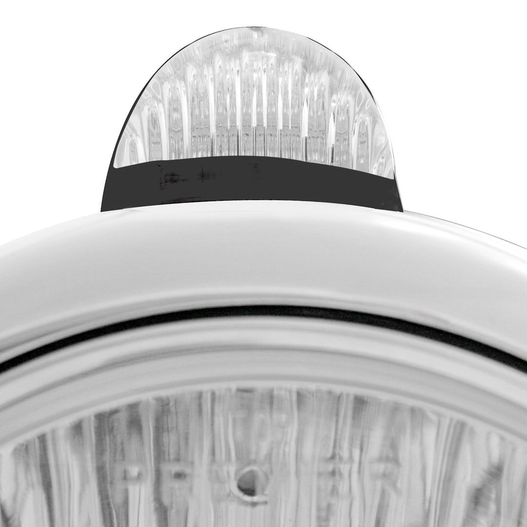 Black Guide 682-C Style Headlight Crystal H4 &amp; LED Signal - Clear Lens