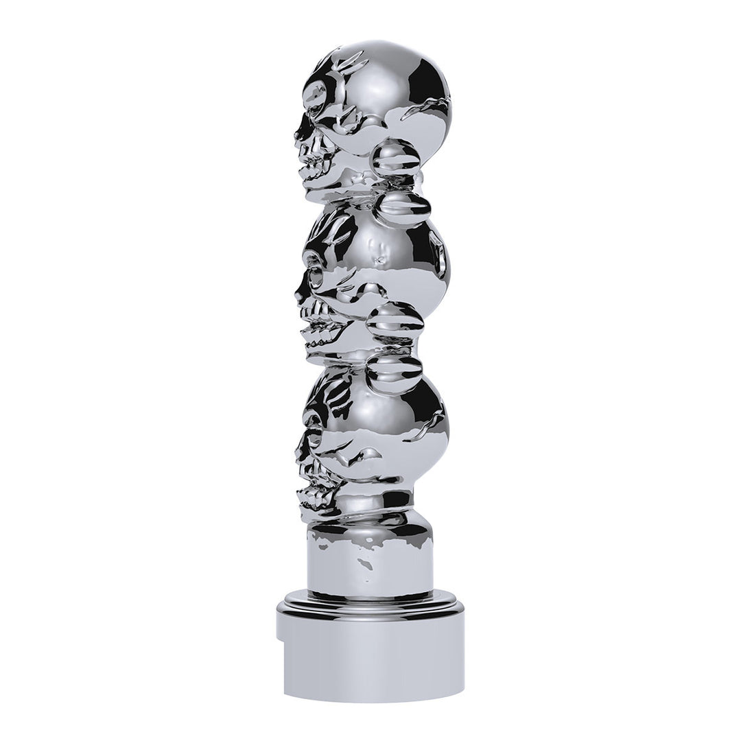 Thread-On 3 - Skull Gearshift Knob With Adapter For Eaton - Fuller 13/15/18 Speed Shifter - Chrome