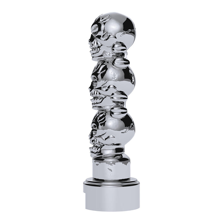 Thread-On 3 - Skull Gearshift Knob With Adapter For Eaton - Fuller 13/15/18 Speed Shifter - Chrome
