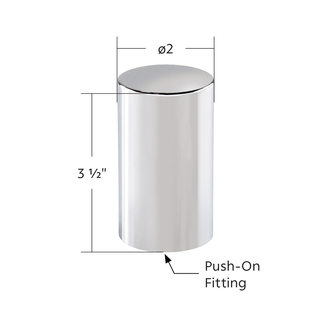 33mm x 3-1/2" Chrome Plastic Cylinder Nut Cover - Push-On (Bulk)