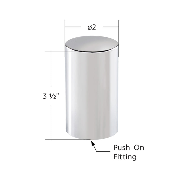 33mm x 3-1/2" Chrome Plastic Cylinder Nut Cover - Push-On (Bulk)