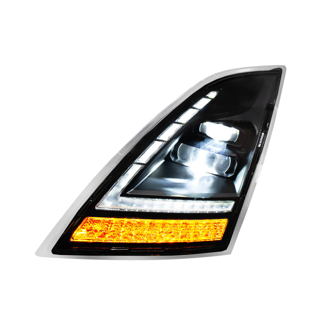 Blackout Full LED Headlight With LED Turn Signal and DRL For 2018-2024 Volvo VNL - Driver