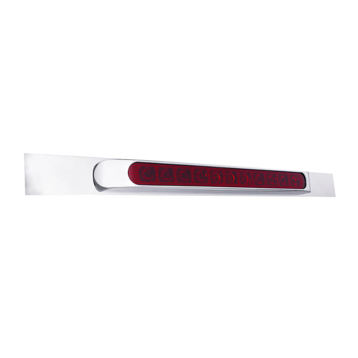 Chrome Top Mud Flap Plate With 11 LED 17" Light Bar &amp; Bezel - Red LED/Red Lens (Each)