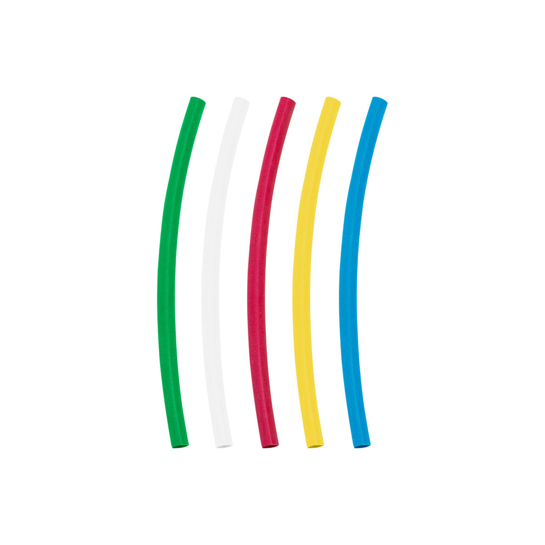 Assorted 3/16" Blue,Clear,Green,Red,Yellow Heat Shrink Tubing, 4" Long (10-Pack)