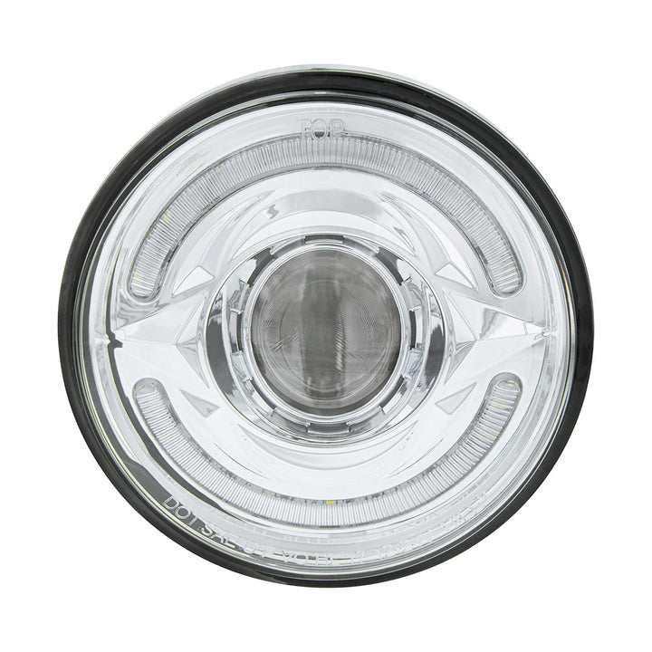 ULTRALIT - LED 5-3/4" Round Headlight With 60 LED Dual Color Light Bar, Amber &amp; White LED - High Beam
