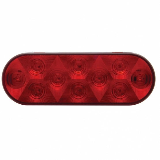 10 LED Oval Light (Stop, Turn &amp; Tail) - Red LED/Red Lens (Bulk)