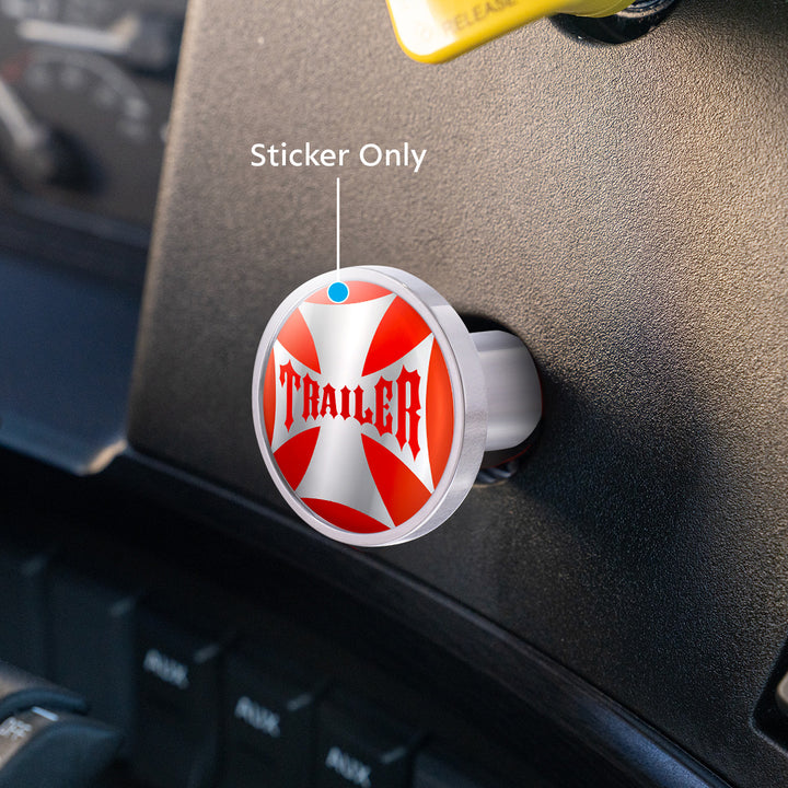 "Trailer" Maltese Cross Air Valve Knob Candy Color Sticker Only - Cadmium Orange