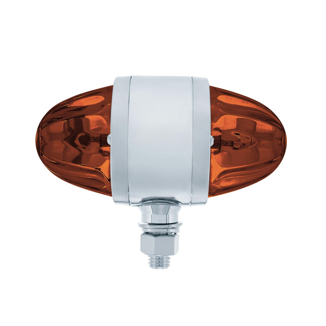 Chrome Double Face Housing With 2 Watermelon Glass Lens - Dark Amber