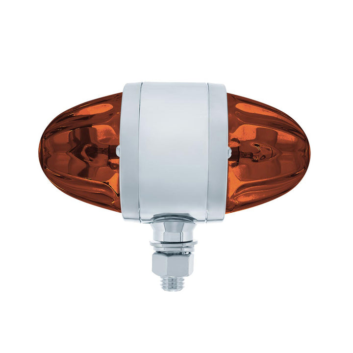 Chrome Double Face Housing With 2 Watermelon Glass Lens - Dark Amber