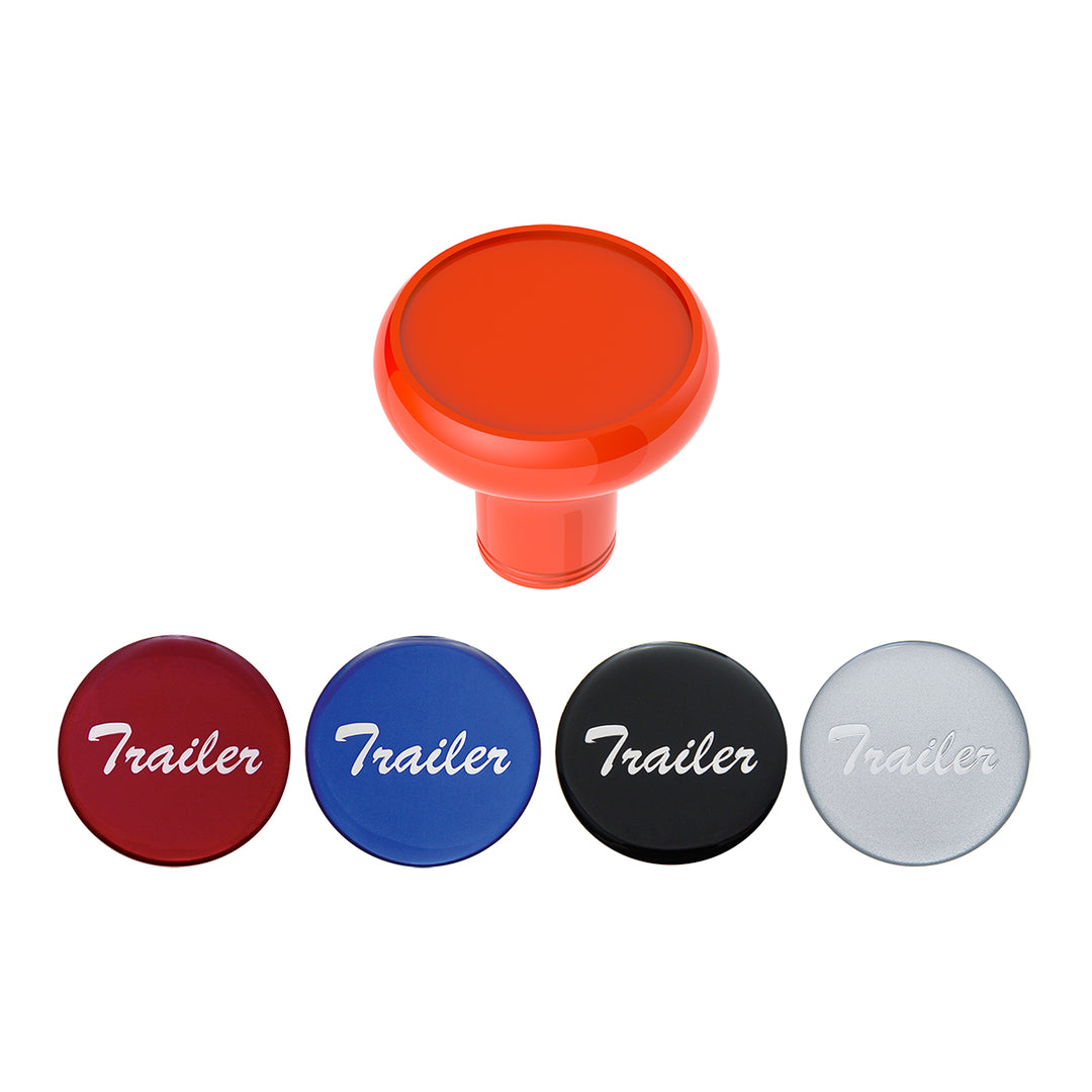 Deluxe Aluminum Screw-On Air Valve Knob With Multi - Color Glossy Trailer Sticker - Cadmium Orange