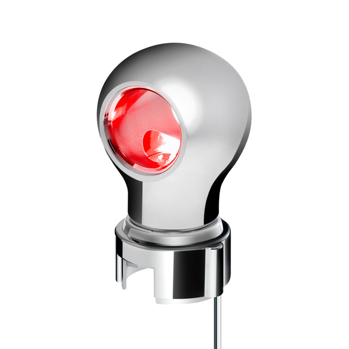 Thread-On Chrome Charlotte Style Gearshift Knob With LED 13/15/18 Speed Adapter - Red LED