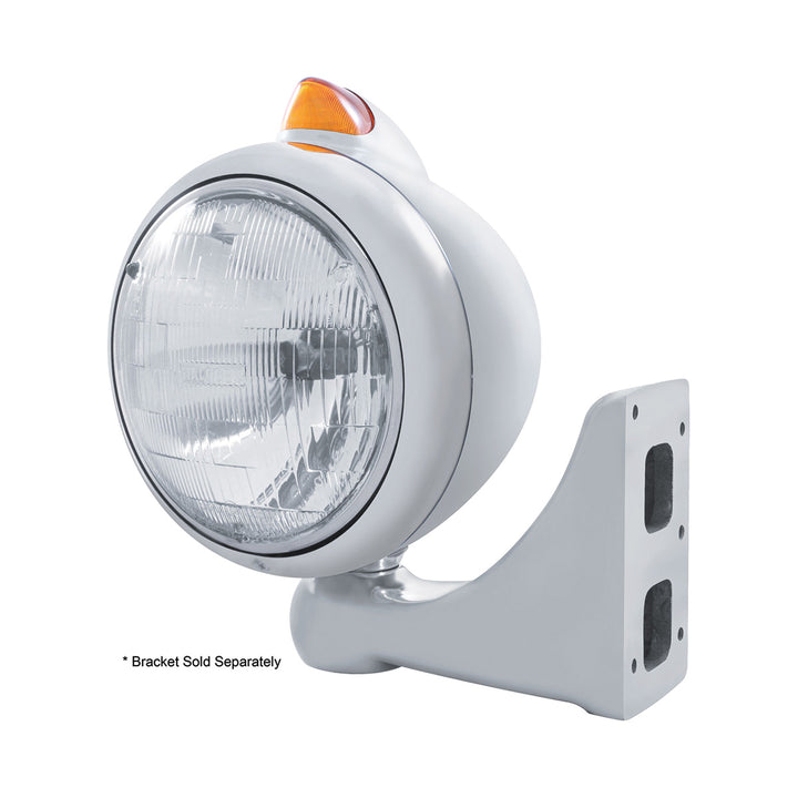 Stainless Steel Guide 682-C Headlight H6024 &amp; Original Style LED Signal - Amber Lens