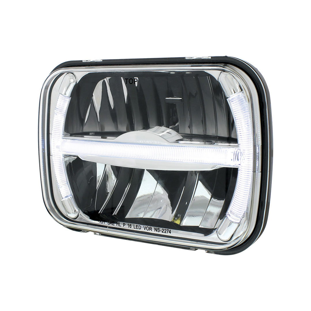 ULTRALIT - 7 LED 5" x 7" Rectangular Headlight With LED Light Bar