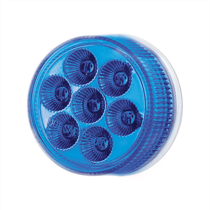 7 LED 2" Round Double Fury Light (Clearance/Marker) - Amber &amp; Blue LED/Clear Lens