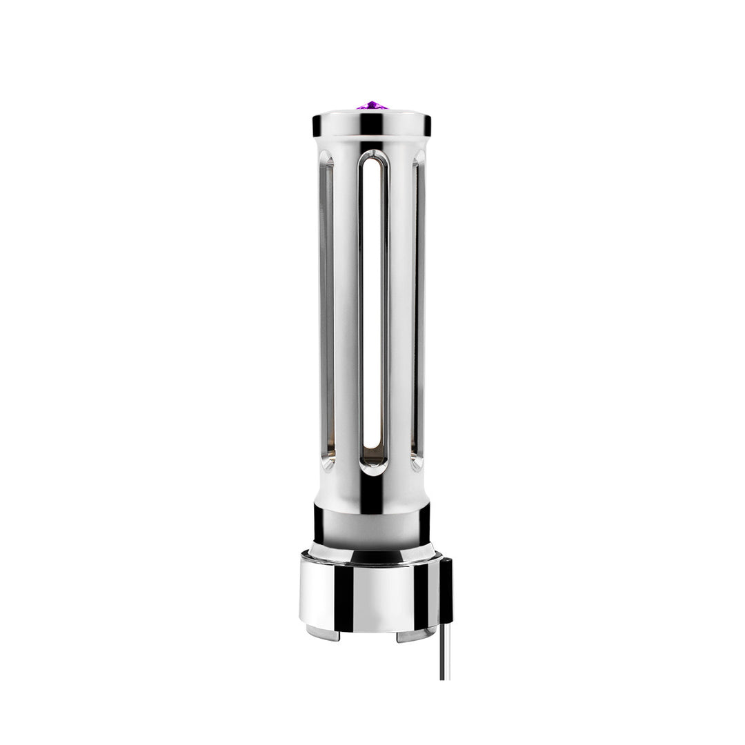 Thread-On Chrome Sonoma Style Gearshift Knob With LED 9/10 Speed Adapter - Purple Crystal/Purple LED