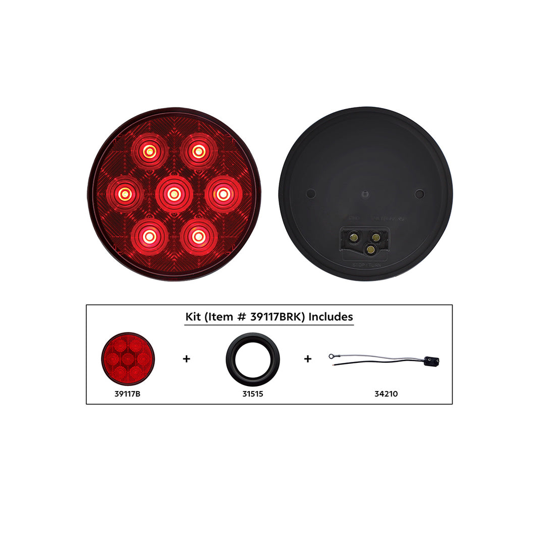 7 LED 4" Round Competition Series Light Kit (Stop, Turn &amp; Tail) - Red LED/Red Lens