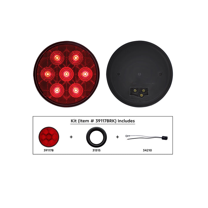 7 LED 4" Round Competition Series Light Kit (Stop, Turn &amp; Tail) - Red LED/Red Lens