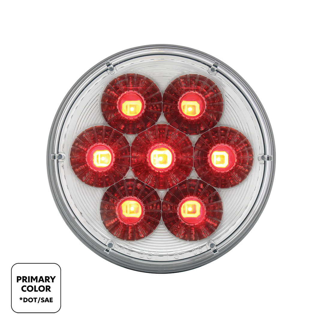 14 LED 4" Round Double Fury Light (Stop, Turn &amp; Tail) - Red &amp; Blue LED/Clear Lens